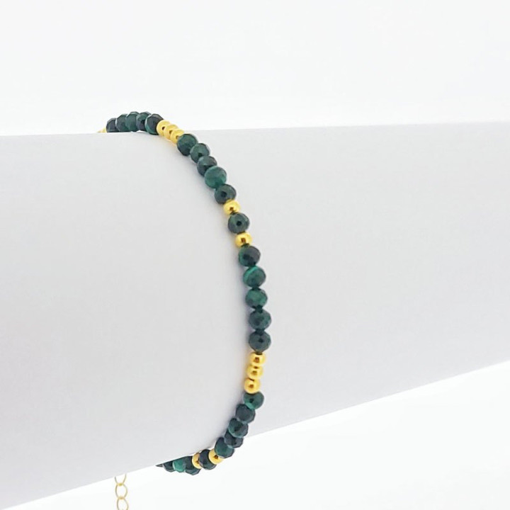 Pulsera de malaquita de plata de ley: Negocia el éxito