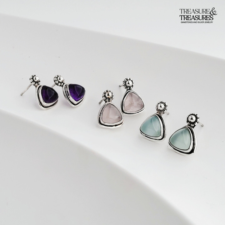 Lucky Stone Sterling Silver Stud Earrings