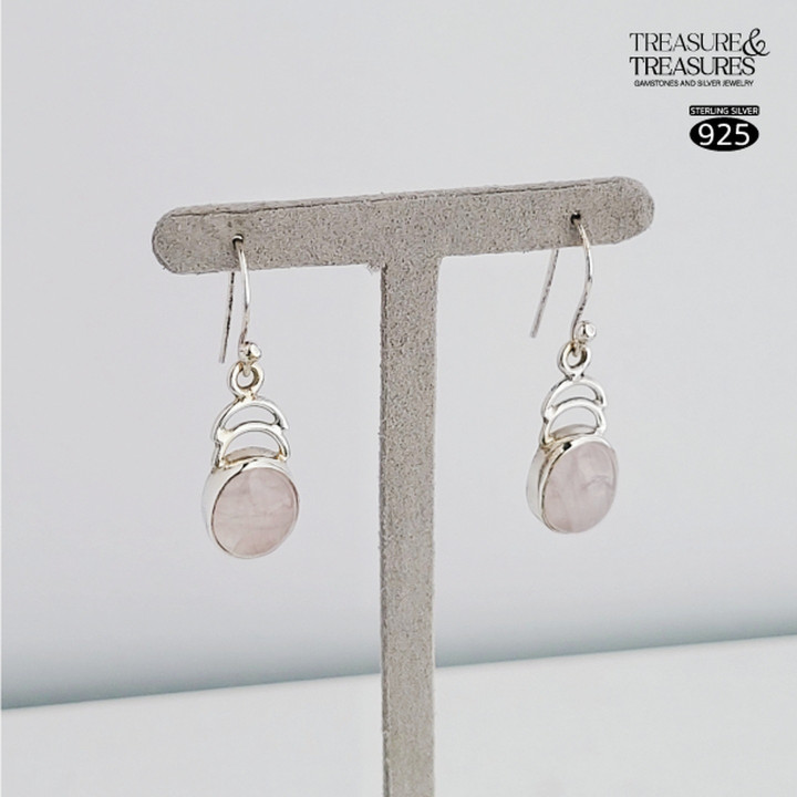 Elegant Sterling Silver Dangle Earrings with Auspicious Stones