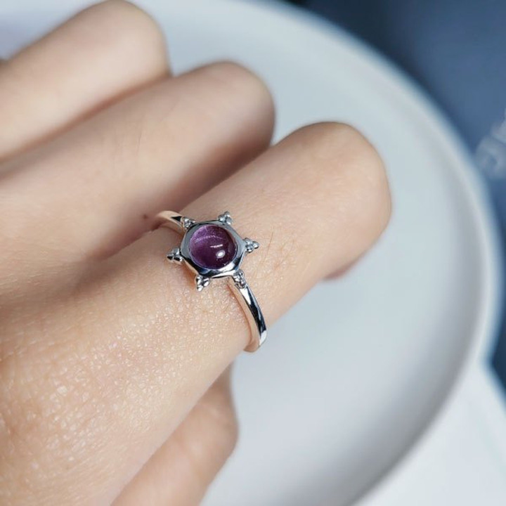 Echter Damenring aus Sterlingsilber mit Edelstein