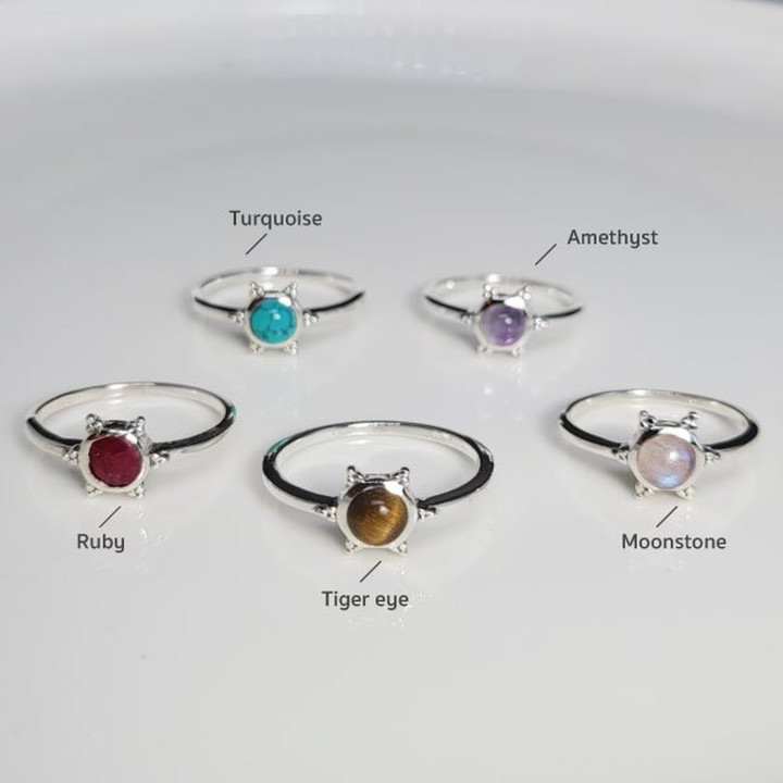 Echter Damenring aus Sterlingsilber mit Edelstein