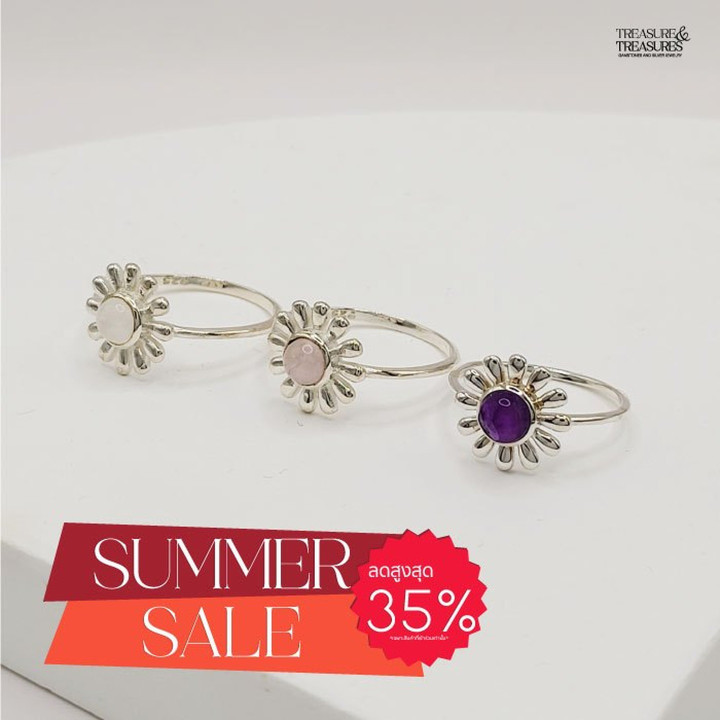 Lucky Flower Ring in 925 Sterling Silver | Treasure and Treasures