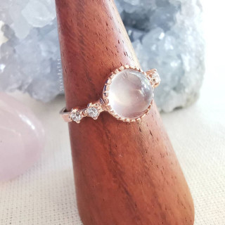Rose Quartz and Aquamarine Silver Ring - Unique Gemstone Jewelry
