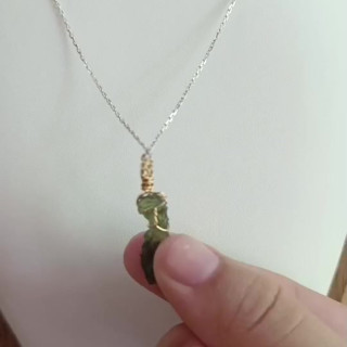 Moldavite Meteorite Pendant Necklace in Silver