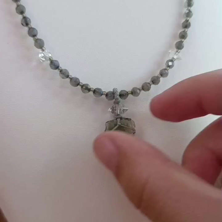 Labradorite and Moldavite Meteorite Necklace