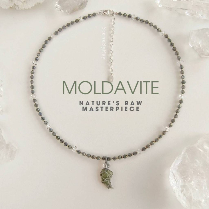 Labradorite and Moldavite Meteorite Necklace