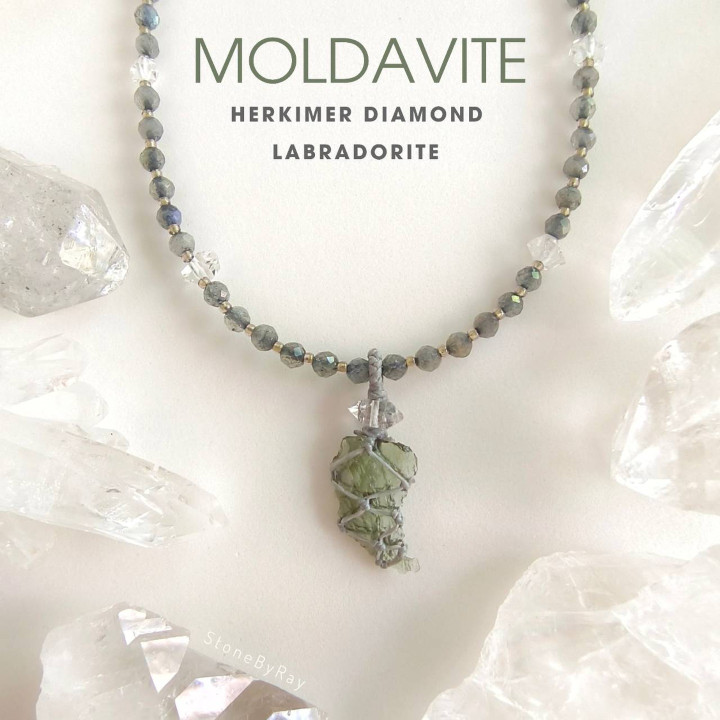 Labradorite and Moldavite Meteorite Necklace