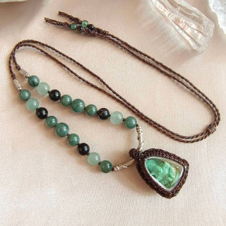 Chrysoprase Ganesha Pendant Necklace | Boho Style Jewelry